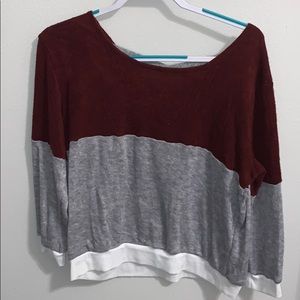 Burgundy & Grey Sweater